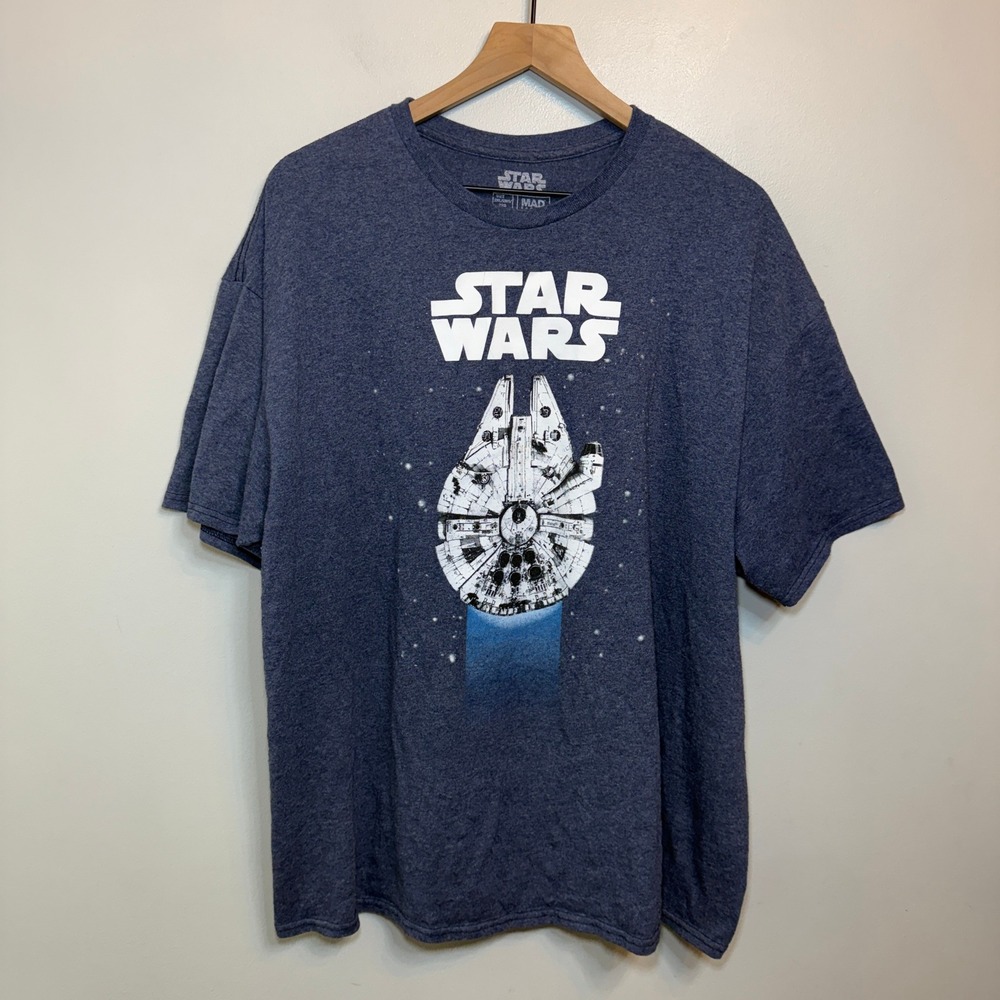 Star Wars Men's Millennium Falcon Graphic T-Shirt Heather Blue Mad Engine 2XL